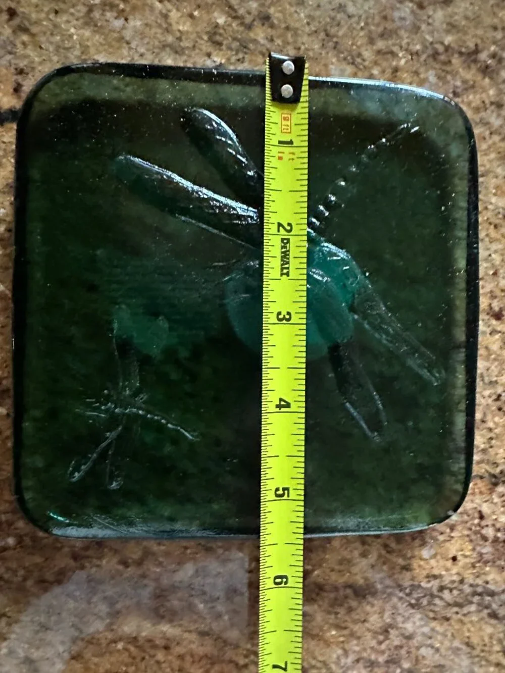 Pier 1 Dragonfly Art Glass Embossed Candle Holder Accent Piece 5.5
